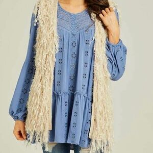 Altar’d State Tan Shaggy Faux Fur Vest